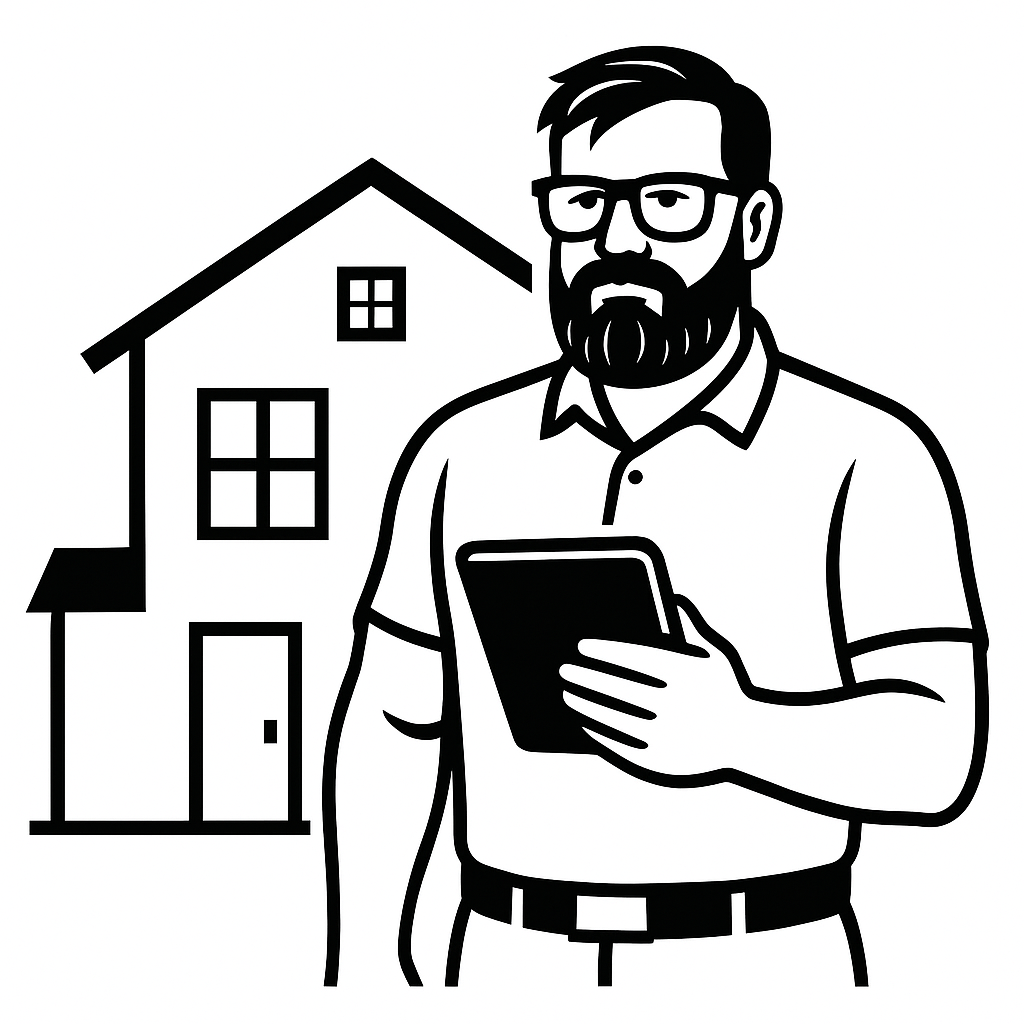 Sachverständiger Energieberater vor dem Haus