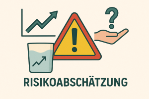 Risikoabschätzung: Das Bild zeigt ein Glas Wasser und ein Warnschild
