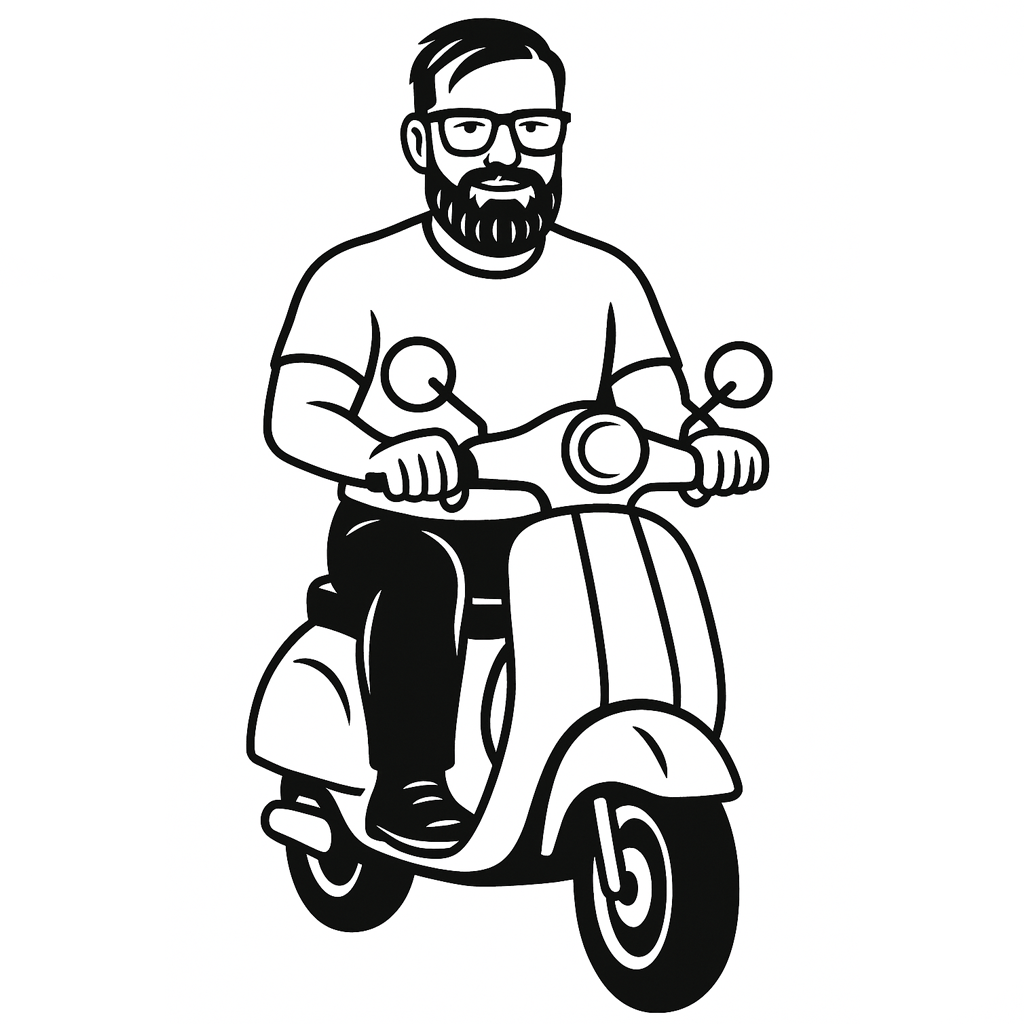 Ferdinand Schurz unterwegs mit der Vespa Ferdinand Schurz unterwegs mit der Vespa