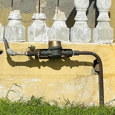Trinkwasserleitung in der Sonne auf Curacao